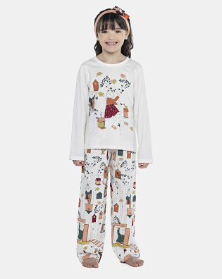 Pijama Feminino Kids Manga Longa e Calça
