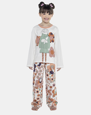 Pijama Feminino Kids Manga Longa e Calça