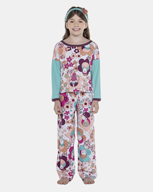 Pijama Feminino Kids Manga Longa e Calça
