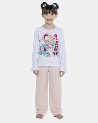Pijama Feminino Kids Manga Longa e Calça Plush