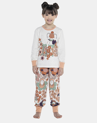 Pijama Feminino Kids Manga Longa e Calça Com Punhos