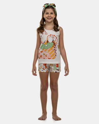 Pijama Feminino Kids Regata e Short