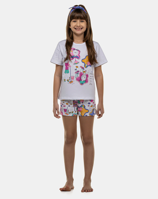 Pijama Feminino Kids Manga Curta e Short