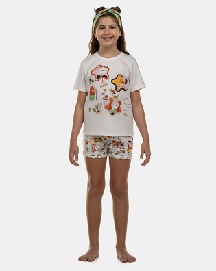 Pijama Feminino Kids Manga Curta e Short