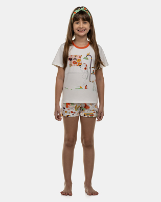 Pijama Feminino Kids Manga Curta e Short