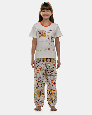 Pijama Feminino Kids Manga Curta e Calça