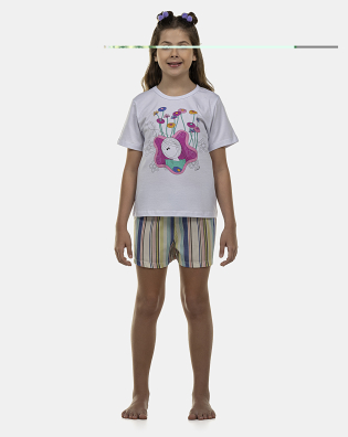Pijama Feminino Kids Manga Curta e Short