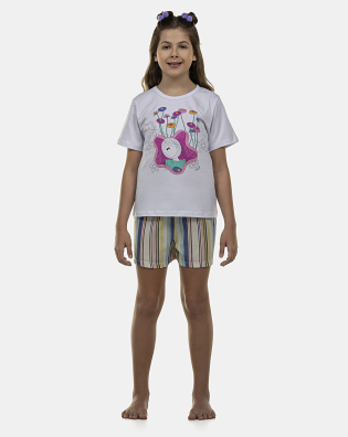 Pijama Feminino Kids Manga Curta e Short