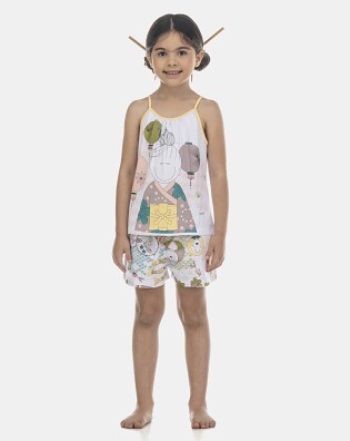 Pijama Feminino Kids Alça e Short