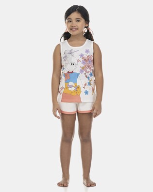 Pijama Feminino Kids Regata e Short Atoalhado