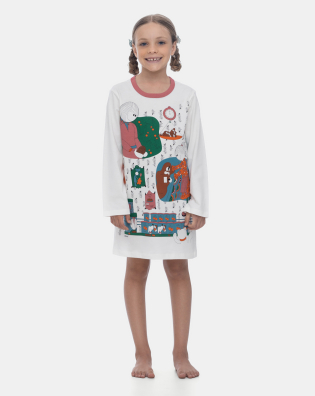 Camisão Pijama Infantil Manga Longa Estampa Pat