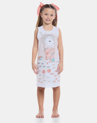 Pijama Camisola regata Feminino Infantil Feminina Pat     