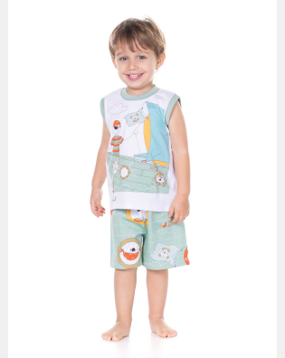Sonhart Pijama Masculino Infantil Regata e Short Estampa Bill