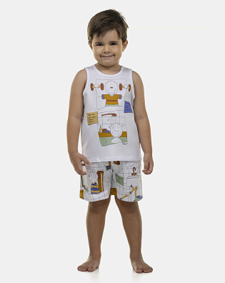 Pijama Masculino Baby Regata e Bermuda