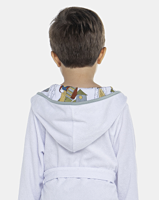 Roupão Masculino Baby Manga Longa Traspassado Com Capuz Atoalhado