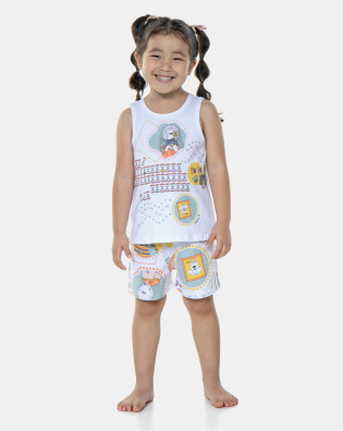 Pijama Feminino Infantil Regata e Short