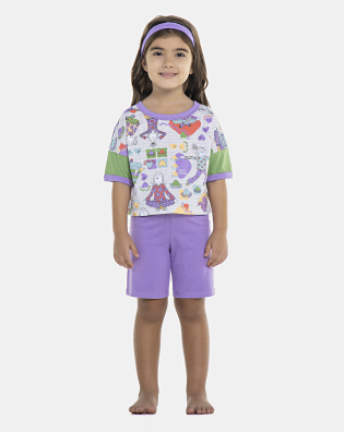 Pijama Feminino Baby Manga Curta e Bermuda