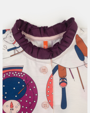 Comprar Pijama Macacão Feminino Infantil manga longa Botões Estampado