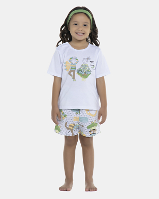 Pijama Baby Manga Curta e Short Unissex