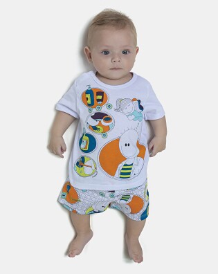 Pijama Masculino Bebe Manga Curta e Short