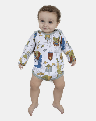 Kit Body Bebe Manga Longa Masculino