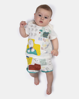 Kit mijão Curto Bebê Menino 3 Peças Estampado