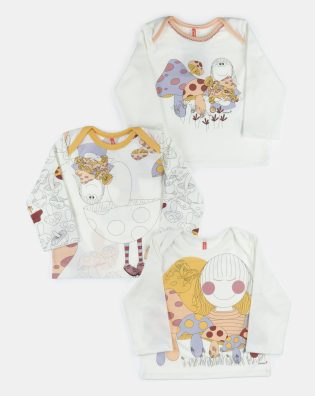 Kit Pagão Bebê Menina Manga Longa Estampado
