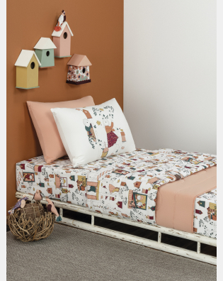 Lençol Elástico com Fronhas Solteiro Feminino