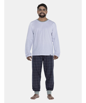 Pijama Masculino Adulto Manga Longa e Calça Flanelada Com Punhos