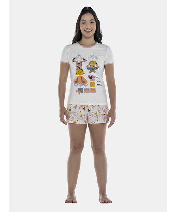 Pijama Feminino Adulto Baby-Look Manga Curta e Short