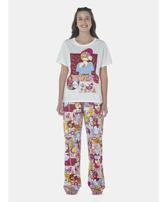 Pijama Feminino Adulto Manga Curta e Calça