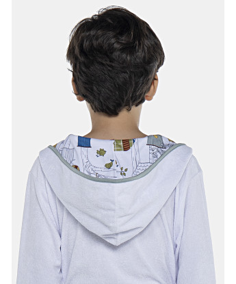Roupão Masculino Kids Manga Longa Transpassado Com Capuz Atoalhado