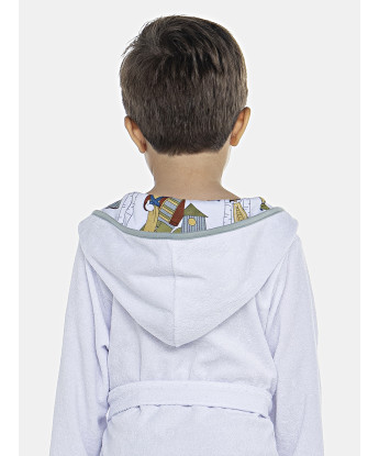 Roupão Masculino Baby Manga Longa Traspassado Com Capuz Atoalhado