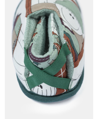 Pantufa Masculina Baby Fechada Com Elástico e Estampa Corrida 