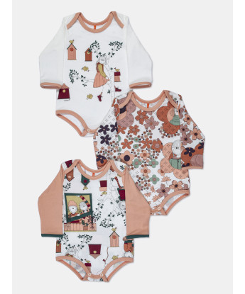 Kit Body Bebe Manga Longa Feminino