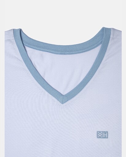 Pijama Masculino Adulto Manga Curta e Short Decote V