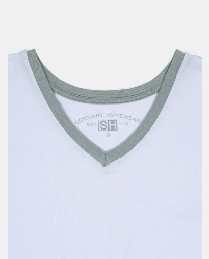 Pijama Masculino Adulto Manga Curta Decote V e Calça