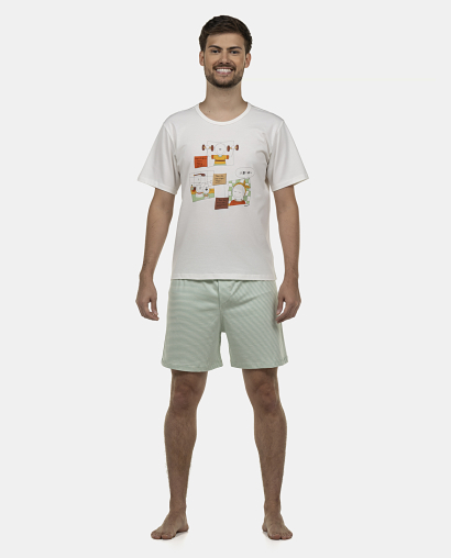 Pijama Masculino Adulto Manga Curta e Short