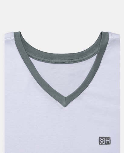 Pijama Masculino Adulto Manga Curta Decote V e Short 