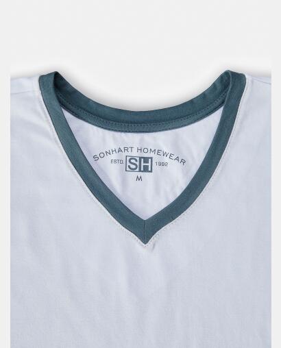 Pijama Masculino Adulto Manga Curta Decote V e Calça