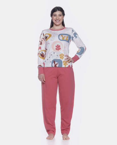 Conjunto Feminino Adulto Manga Longa e Calça