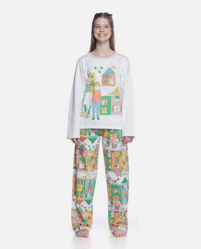 Pijama manga longa e calça        