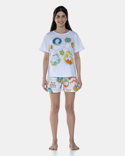 Pijama Feminino Sonhart Manga Curta e Short Estampado