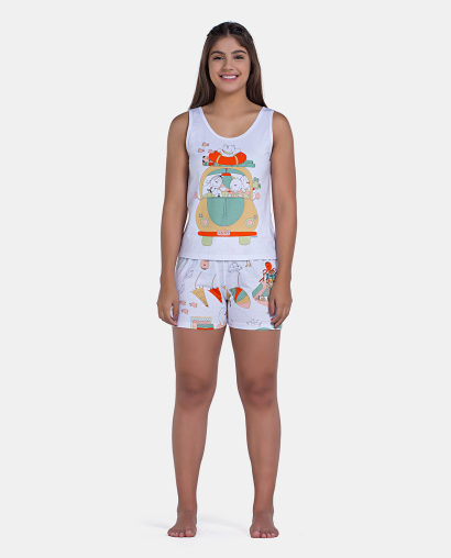 Pijama Feminino Sonhart Curto Regata Estampada e Short