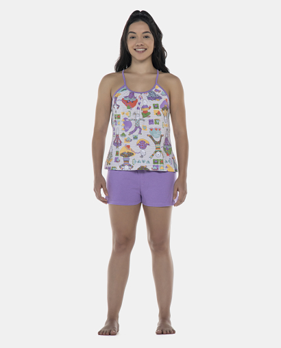 Pijama Feminino Adulto Alça e Short