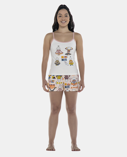 Pijama Feminino Adulto Alça e Short