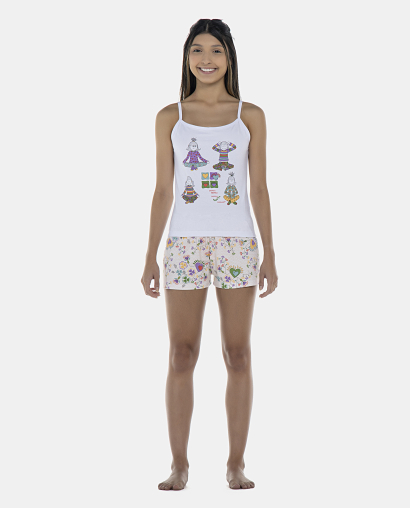 Pijama Feminino Adulto Alça e Short
