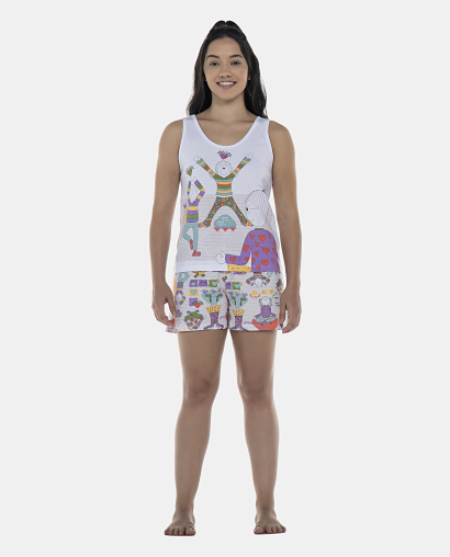 Pijama Feminino Adulto Regata e Short