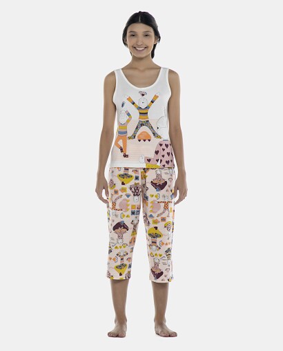 Pijama Feminino Adulto Regata e Corsário