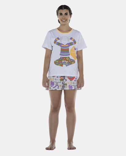 Pijama Feminino Adulto Manga Curta e Short